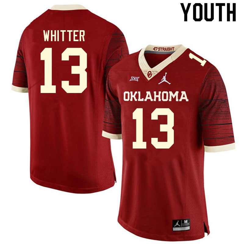 Youth #13 Shane Whitter Oklahoma Sooners College Football Jerseys Sale-Retro
